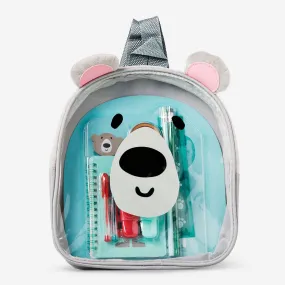 Backpack with stationery supplies