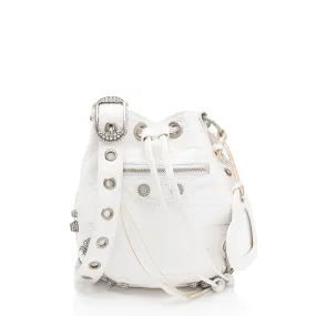 Balenciaga Croc Embossed Crystal Le Cagole XS Bucket Bag (SHF-ACwqpb)