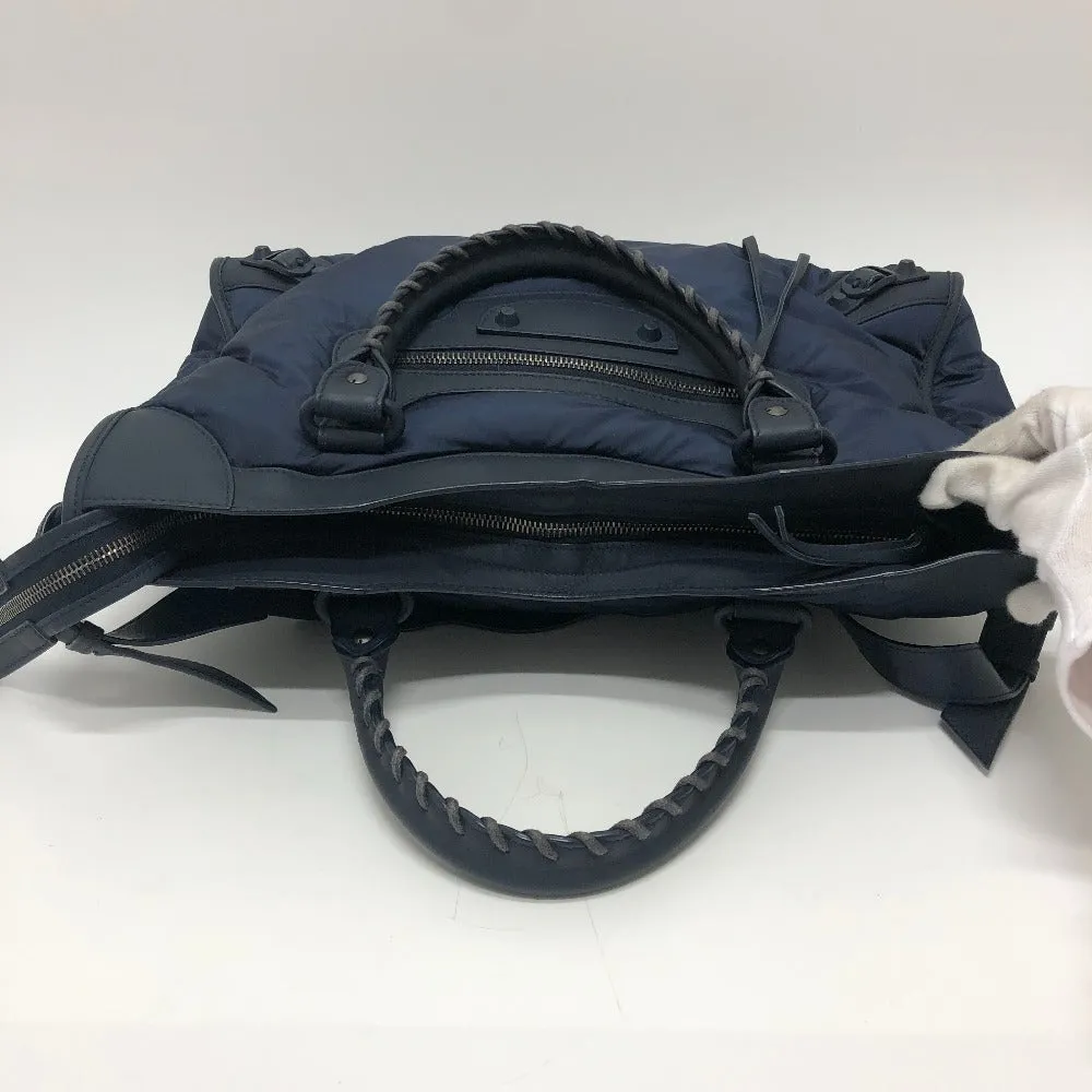 BALENCIAGA Handbag 115748 Nylon / leather Navy The city Women Used Authentic