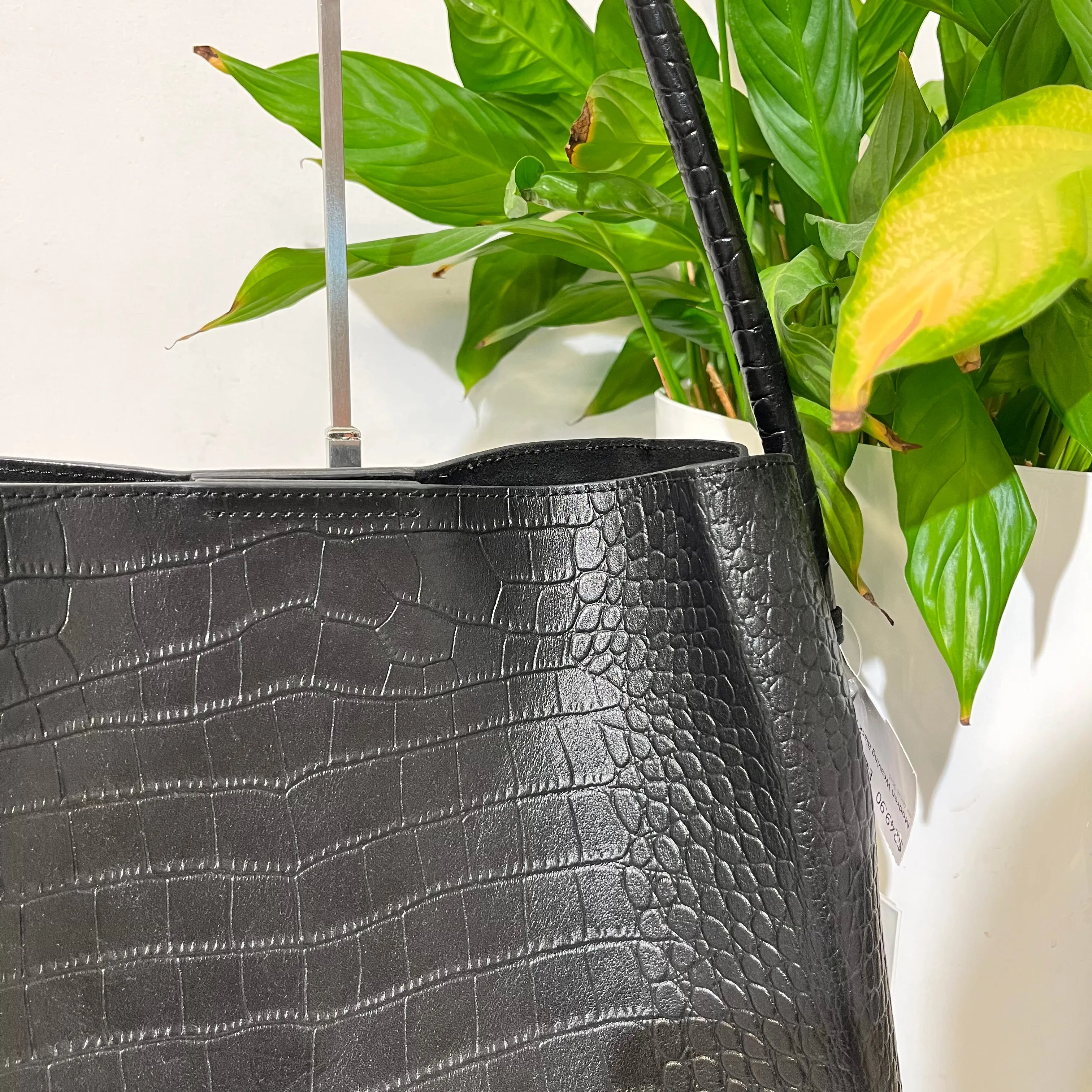 Black Textured Tote Bag