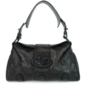 Catch Purse Crystal Logo Clasp Leather Bag