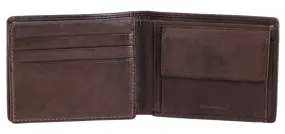 Dakar Dakota Spray Leather Wallet Extra Card Flap & Change Pocket | Brown