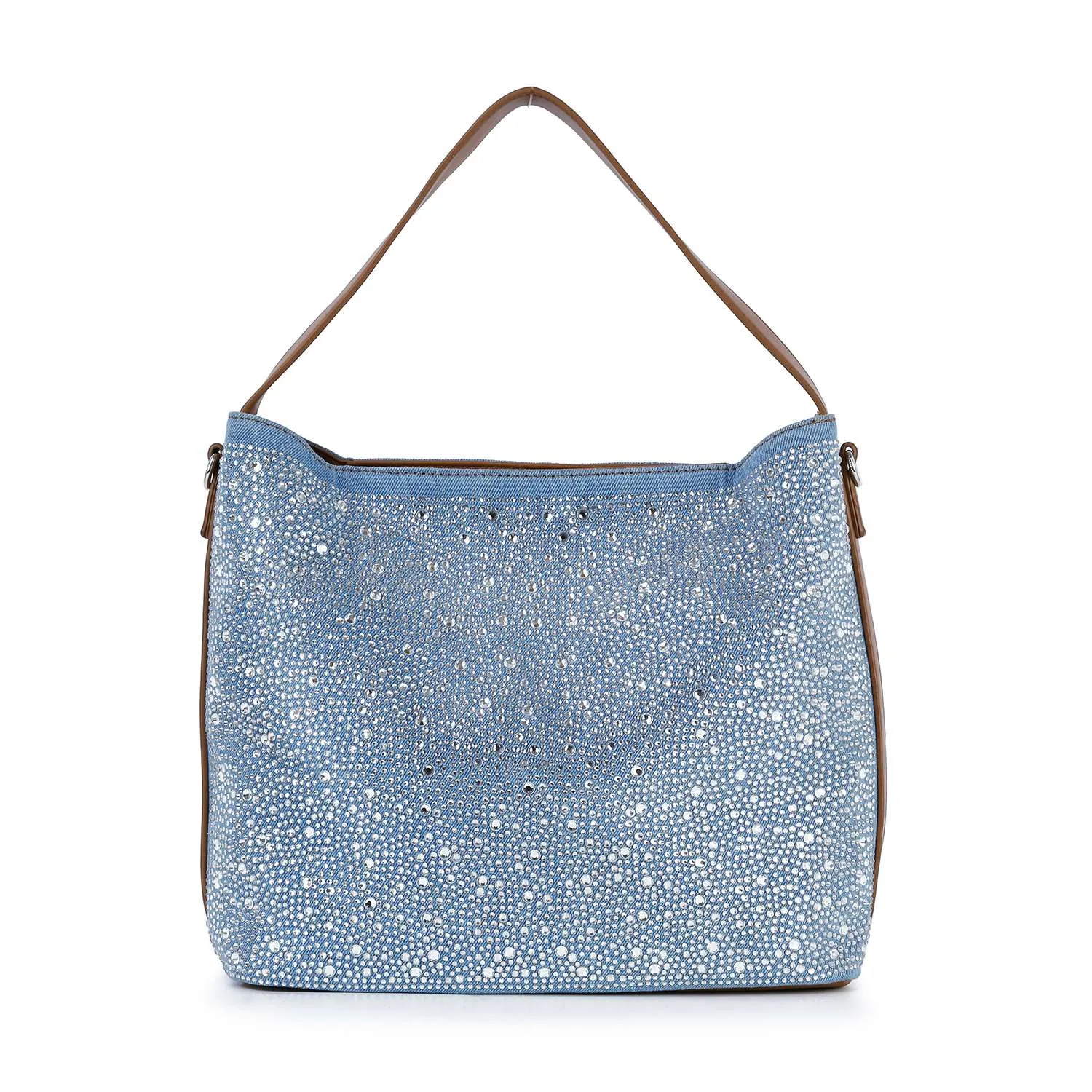 Denim Rhinestone  Hobo Purse