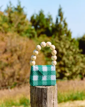 <b>TOOS</b><br>wood ball handbag (green checked)