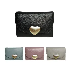 Women's genuine cowhide leather Heart design fold wallet/purse